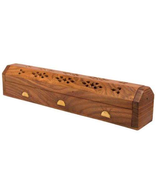 Wood Box Incense Holders - Brass Inlay / Fretwork