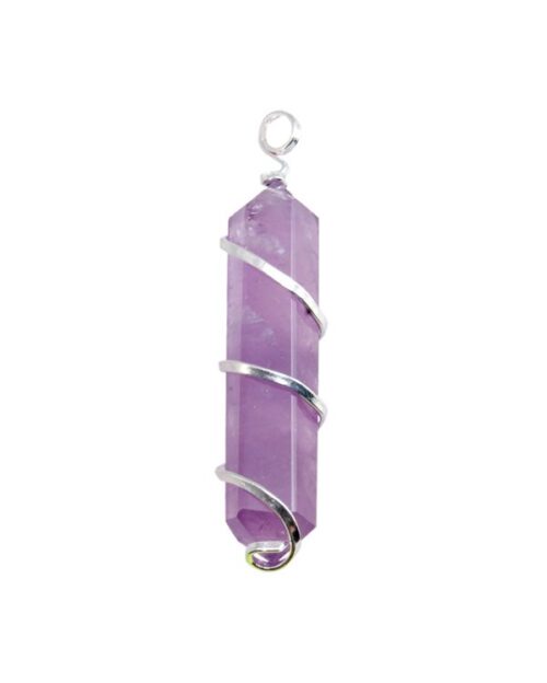 Silver Twist Point Pendant - Amethyst