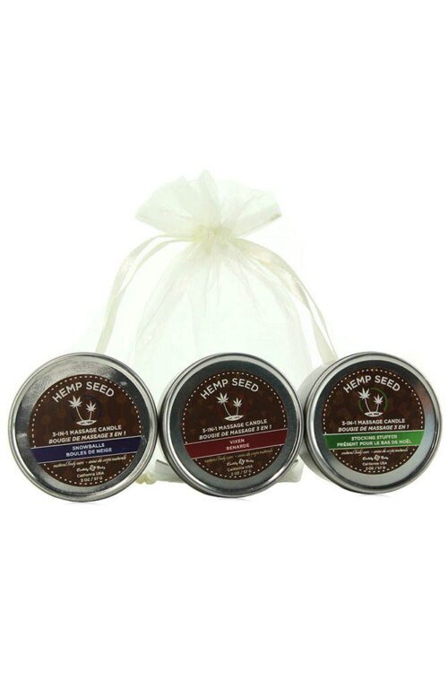 Holiday Hemp Seed Massage Candle Trio