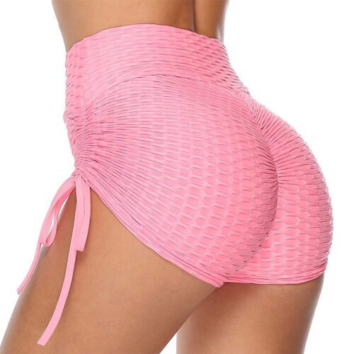 Anti-cellulite Yoga Shorts with Ties - Pink