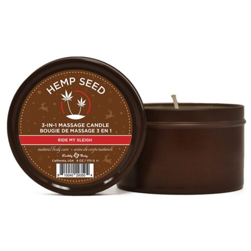3 in 1  Round Tin Massage Candle 6.8 oz. Ride My Sleigh