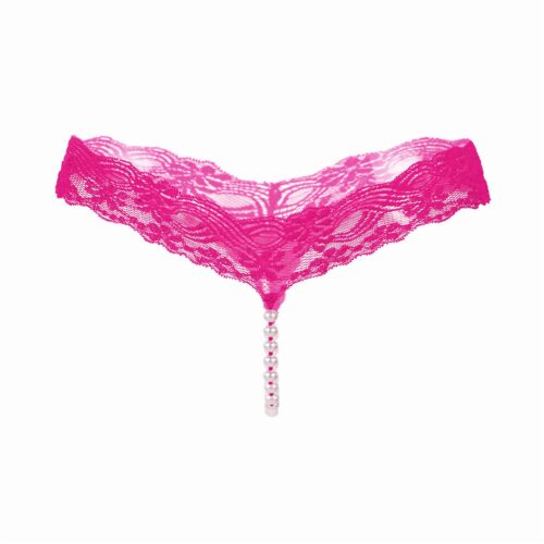 Lace G String with Sexy Stimulating Pearls Pink