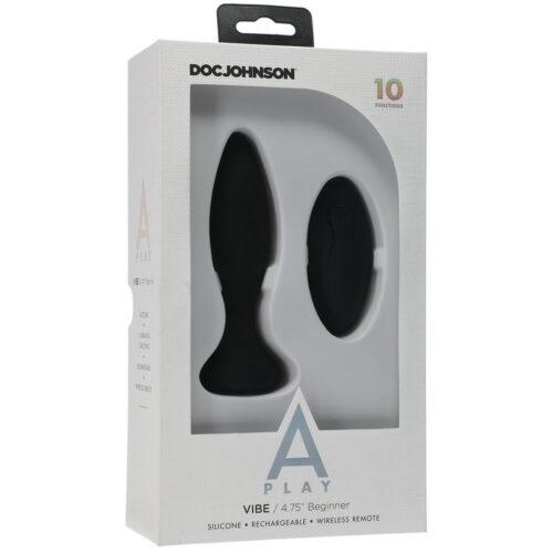 A-Play Beginner Vibe Silicone Anal Plug with Remote Black