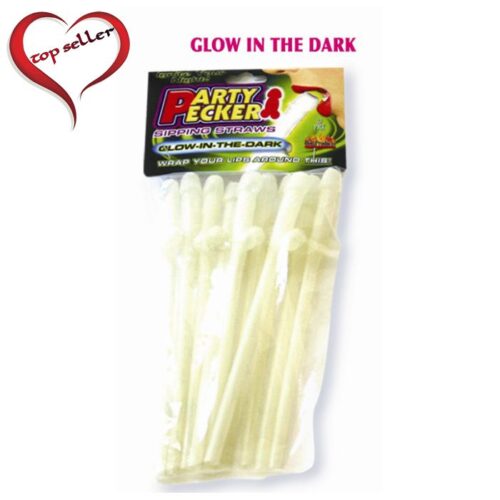 Glow in the Dark Party Pecker Sipping Straws 10 Bag
