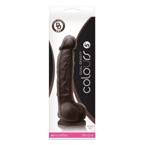 Colours Dual Density 5″ Dildo Dark Brown