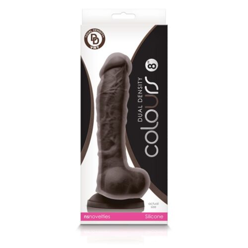 Colours Dual Density 8″ Dildo Dark Brown