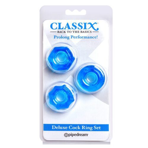 Deluxe Cock Ring Set Blue
