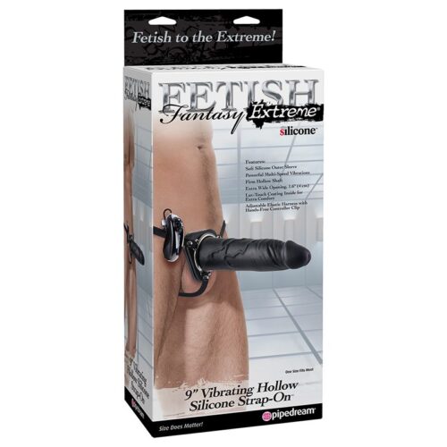 Fetish Fantasy Extreme 9” Vibrating Hollow Strap-On Black