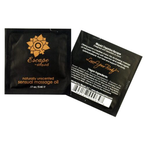 .17 oz Sliquid Organics Massage Oil Pillow Pac Escape Natural U