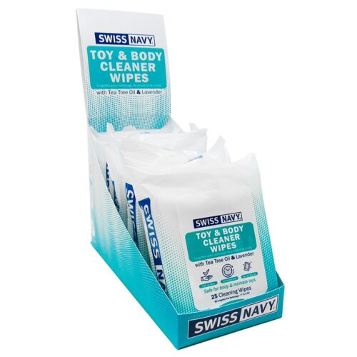 SWISS NAVY MD SCIENCE Toy & Body Cleaner Wipes with Tea Trea Oil & Lavender – Display of 6 Packs