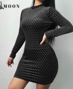 Bodycon Cashmere Dot Long Sleeve Pencil Dress