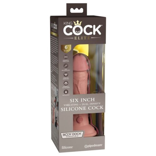 King Cock Elite 6” Vibrating Silicone Cock Light