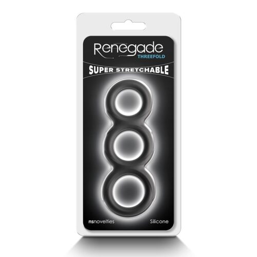 Threefold Cock & Ball Ring Black