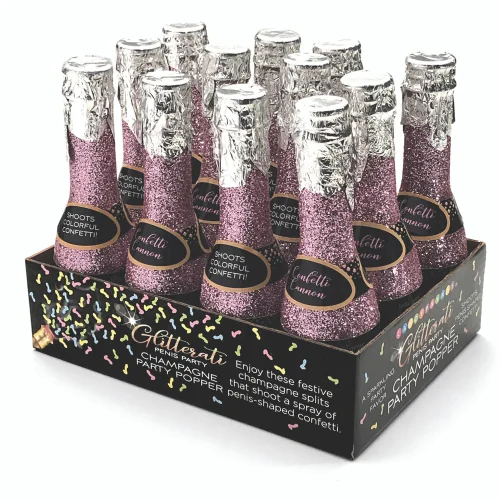 Glitterati Champagne Penis Confetti Party Poppers - 12pc