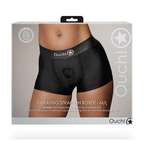 Strap-On Boxer Vibrating Black M/L