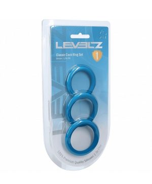 LevelZ Silicone Cock Ring Set of 3 Sizes Teal